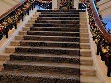 Christmas decorations on the main staircase