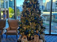 Christmas tree in lobby of Hilton Yokohama. The bears ( both normal and christmas versions ) also sold in the hotel shop