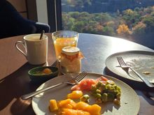 They also had mango, small jelly plates, smoked salmon and diced avocado ( avocado was soft and lacked a bit of flavour) but really appreciated  the effort. View of the castle was fantastic ( bit of sun glare but not too bad)