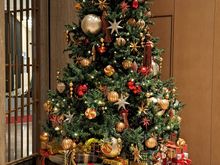 christmas tree in lobby area of  Hilton osaka