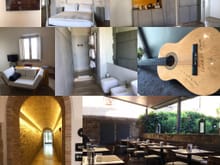 Pictures of the room, the guitar given by Coldplay, the entry, and the veranda where meals are served