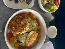 SEA-MSP Lunch. No FEBO so I was almost last so choices were Cauliflower Cakes or Charcuterie Plate. The Cakes were actually pretty good as was the Orozo.  I liked each but it was a lot of the same texture. 