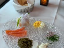 Caviar with smoked salmon. Taste of caviar was excellent. But the amount of condiments is disproportionately meagre - I finished the sour cream, chopped onions/chive and egg yolk/white with just 3 blinis. Again provided feedback to crew, who said they were all prepacked by the caterer, and many passengers indeed had complained that the condiments need to be increased to complement the quantity of caviar provided. 