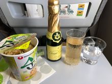 That noodle soup is really good! Champagne as well. 