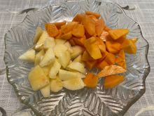 Persimmons , plums and white peaches