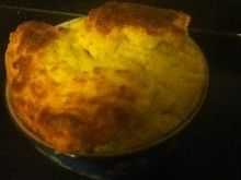 Pumpkin soufflé (hadn’t learned the trick of letting it settle in a slightly ajar oven to stop it deflating)