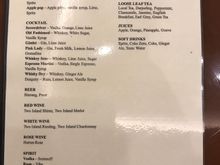 The complimentary cocktail hour drinks menu for regency club guests / suites / globalists