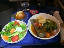 Based upon the recommendation from this board, I chose the steak. I tasted a lot of pepper. I did not finished this meal.