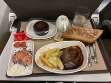 Beef “meat”, one of two meal options 