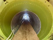 The tunnel between the two sections looking towards the front of the aircraft 