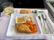 Baked chicken breast with sauce.   Sweet potatoes.  Multigrain veggie mash.   All very tasty. 
