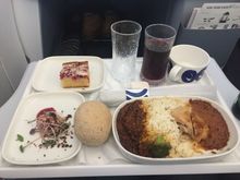 Indian chicken and other option was salmon pasta 