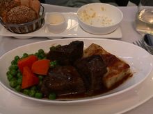 I had the beef and to be honest it felt a bit gelatinous so I didn’t eat much. I hadn’t been that hungry anyway. My husband loved the chicken but his neighbour thought it awful! We neither had puddings.  Nor did we have any breakfast. Great crew and a smooth flight.