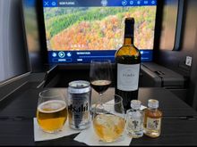 I love this wine from Kenzo!  Hibiki 17 little bottles on the LAX route.  And of course my Asahi to wash it all down! 