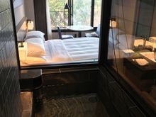 Private onsen has view into room