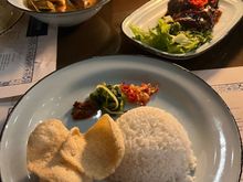 Slow braised pork ribs and mussels, prawns and octopus