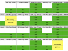 Aug Training Flight Calendar