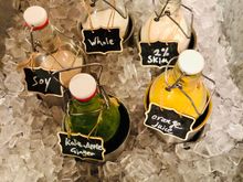 Drink choices at breakfast buffet