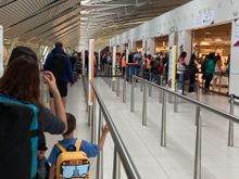 The lane for security, it went reasonable fast about 15 min wait till i reached passport control...... nudescope took a while on some curvy shaped persons but fortunately not many bags to secondary