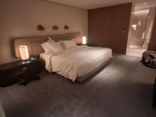 The bedroom in the suite