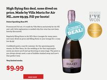 I miss the sound of plastic corks popping and glasses clinking in the International Koru! Just as well I can now replicate that at home for $9.99 per bottle!!! 