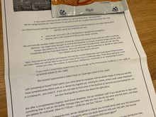 Welcome letter + welcome sweet treat