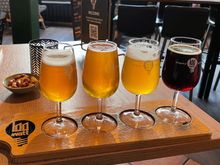 I’m in Eindhoven tonight and earlier today enjoyed this flight from a little brew pub called 100 Watt.  It was the perfect dinner. Weakest beer here is 7.6% and the one on the right is 10%, but they all went down easy. I could have done without the second from left which was a rice beer. Anyway, an experience. 
