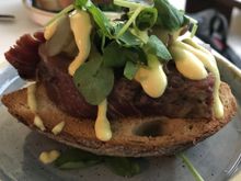 The sourdough pastrami was delicious. Big chunk of pastrami!