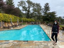 Upper pool - isolated, but no food or beverage service when we were up there. Pool was heated to 80 degrees per the property.