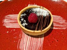 Raspberry chocolate tart with seasalt