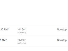 CX SEA->HKG | HKG -> CHC in coach