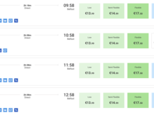 Dublin - Belfast booking screenshot from Irish Rail website