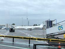 Presumably one of the ex-BMI regional jets awaiting re-livery?