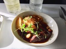 Main course, beef cheek by chef Myllymäki. Meat was dry and tasteless, disappointment.