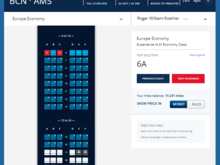 Europe Economy seating on KLM from Barcelona to Amsterdam.