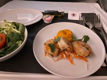 Prawn with carrot humus was good.
