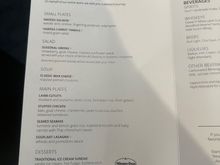 Dinner menu. 
