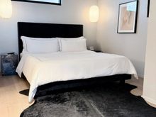 Bedroom with a Hastens mattress…
But no mirror!