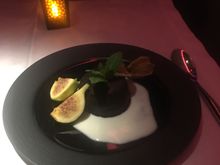 Sticky toffee and date pudding with fig (warm dessert)