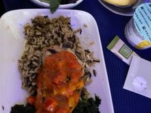 Charred Chickenbreast with kale, wild rice and redpepper sauce