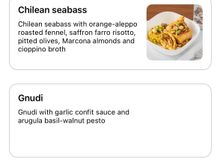 Menu as it appeared this morning 