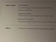 Breakfast menu