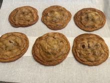 My cousin is a cookie (especially chocolate chip) fanatic. My Christmas gift to her was a dozen home made cookies a month. This month’s is Truffle-stuffed chocolate chip. 
