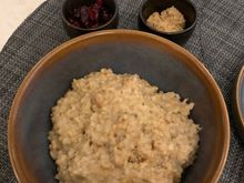 Steel-cut oats with brown sugar and dried cranberries