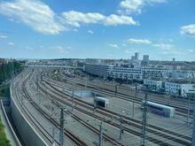 View from the room, but the train noise was not bothersome at all and it was fun watching the wide variety of trains arrive

