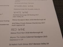 Qantas London Lounge menu