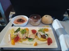 (Curry) chicken salad with hummus as the side/starter dish