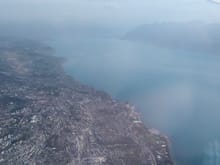 A fairly clear view of Lausanne as we approach Lake Geneva 