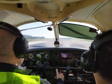 Commencing take-off on the runway at Mönchengladbach 