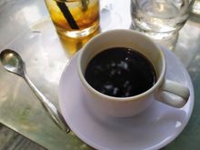 For me the coffee in Vietnam is the best in the world (sorry, Italy), witness this chocolatey, thick, strong long espresso 
